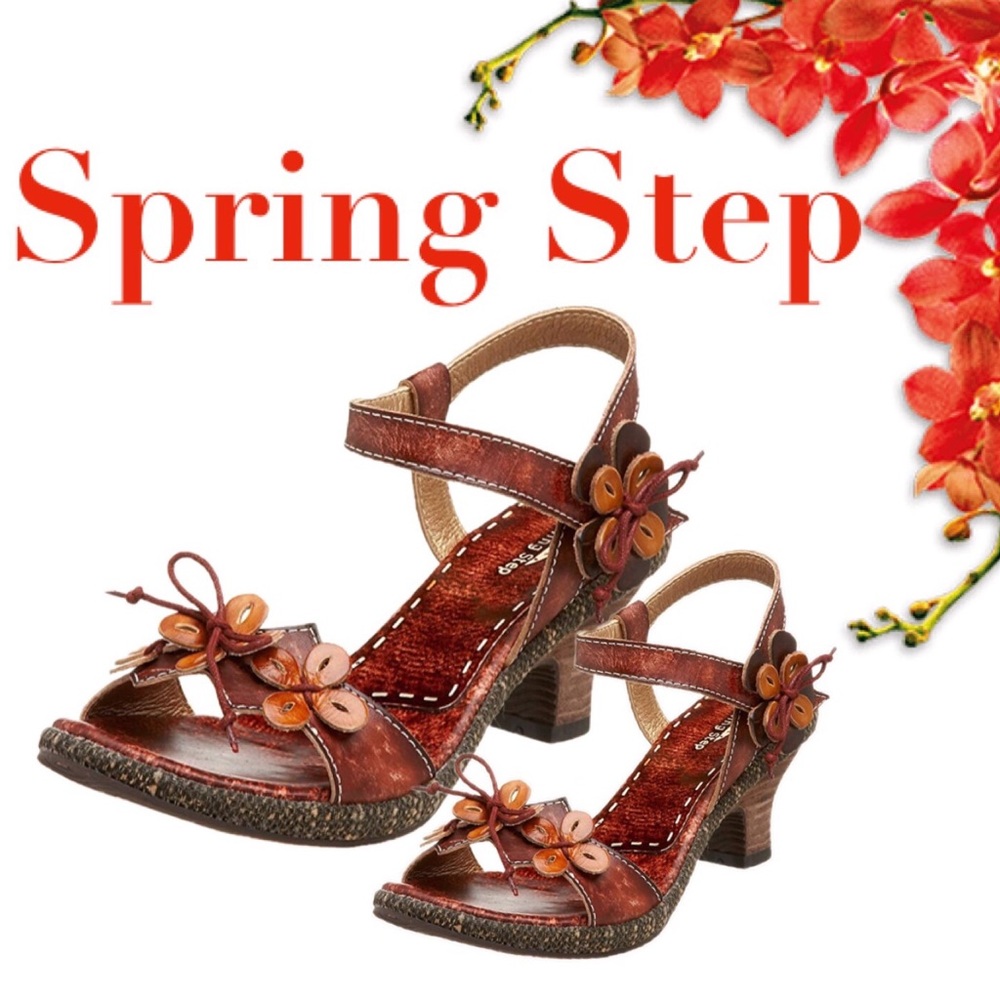 Spring Step Tarragon Sandals Brown Floral Shoes